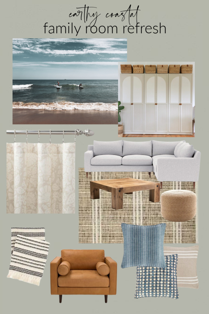 earthy coastal family room refresh with Annie Selke.