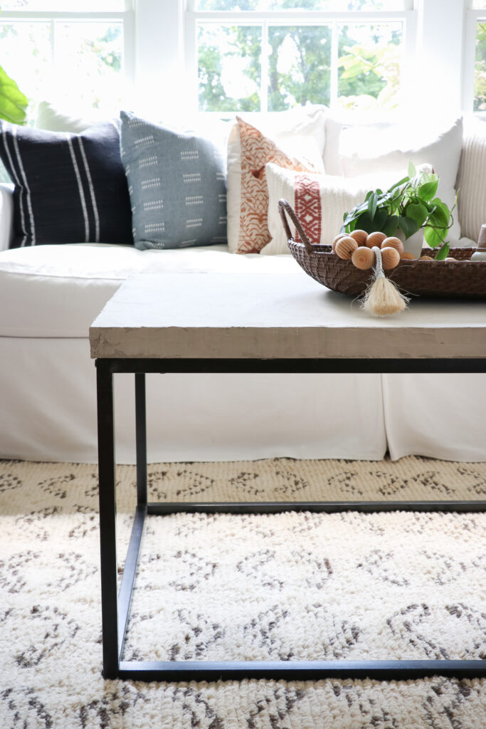 City Farmhouse by Jennifer OBrien Modern Coastal Home Tour. DIY Cement Table.