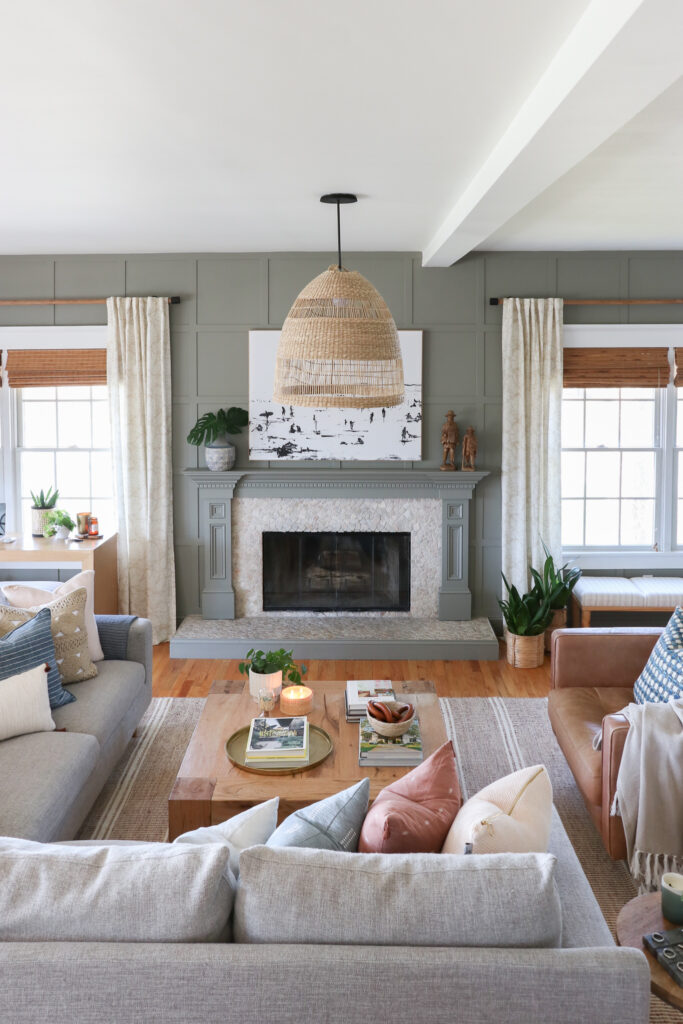 City Farmhouse by Jennifer OBrien Modern Coastal Home Tour. DIY No Wiring Pendant.