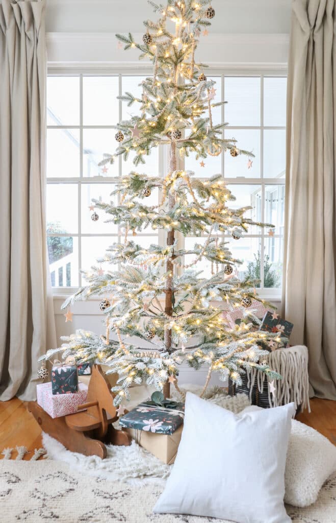 City Farmhouse-Frosted Alpine Balsam Fir from Balsam Hill. It's pre-lit and the perfect size for a small space.