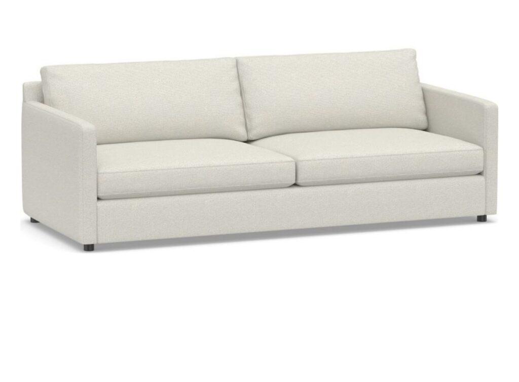 The Pacifica Sofa Pottery Barn. Look For Less-Straight Arm Sofa Edition. City Farmhouse by Jennifer O'Brien.