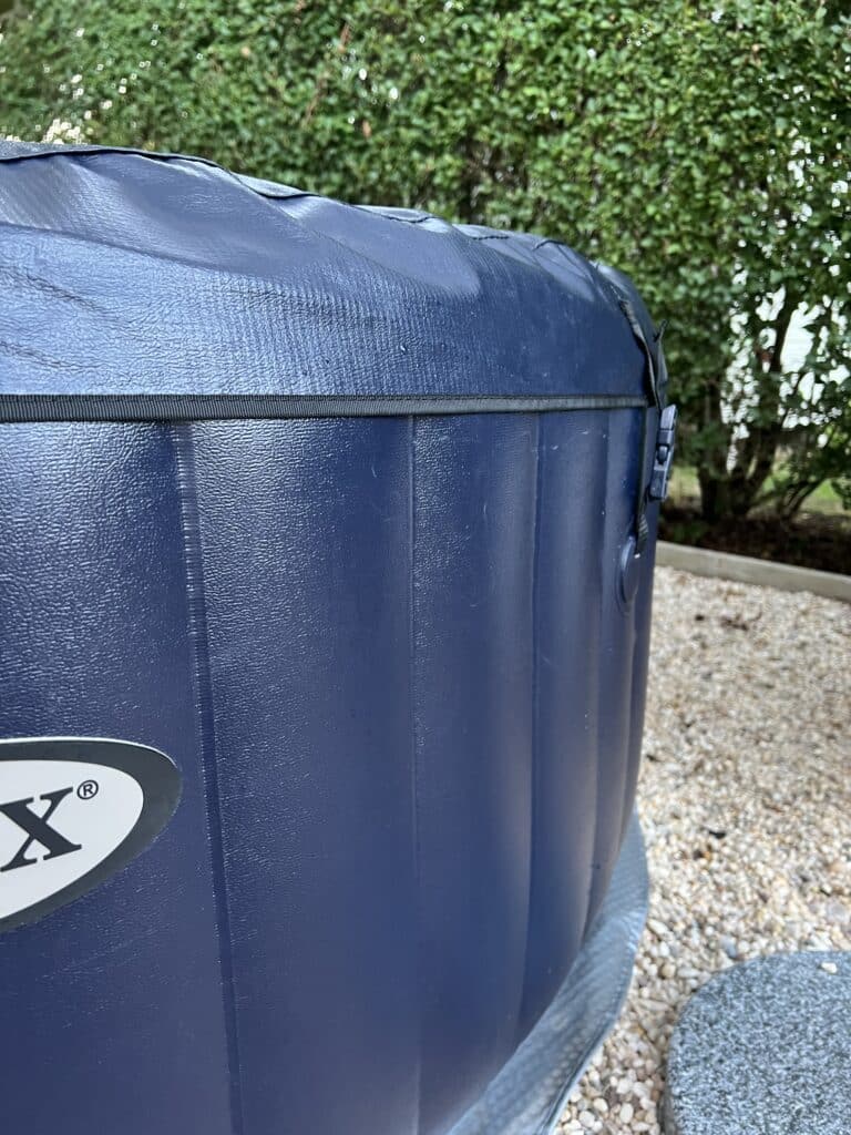Inflatable Hot Tub Pros and Cons. Intex 6 person from review by City Farmhouse by Jennifer OBrien