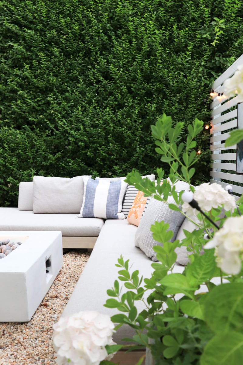 Summer patio ideas. Lubek sctional from Article. City Farmhouse by Jennifer O'Brien