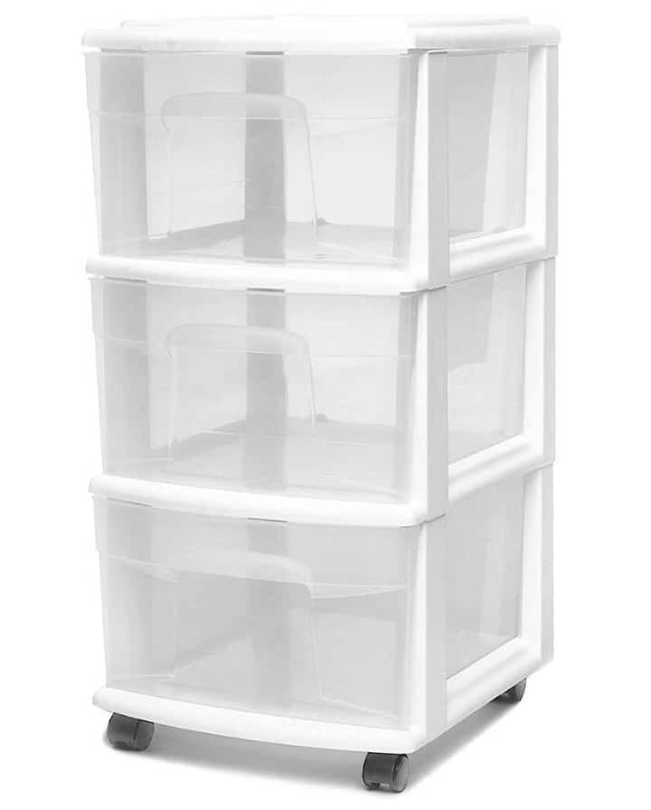 Dorm Essentials-Everything Your College Student Will Need. White Storage Shelf.