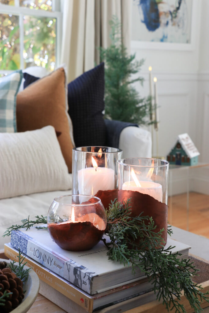 DIY Christmas Decor Idea-Gilded Candleholders