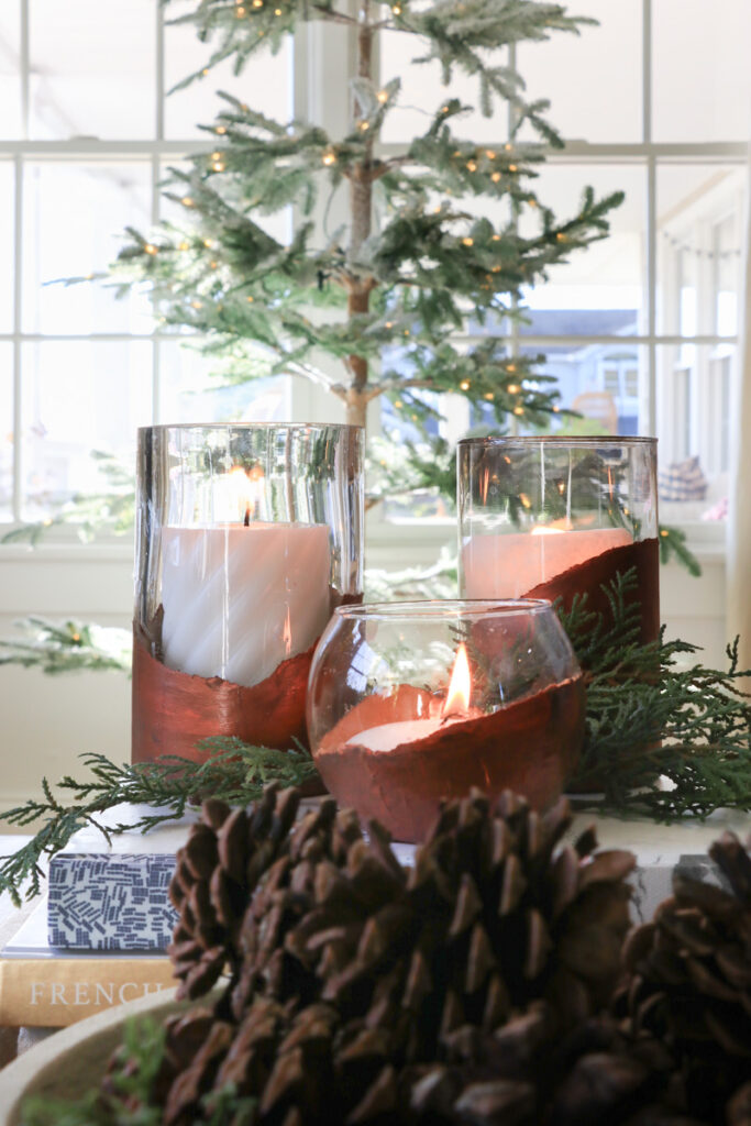 DIY Christmas Decor Idea-Gilded Candleholders