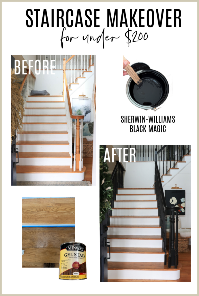 Staircase makeover tutorial for under $200. City Farmhouse. 