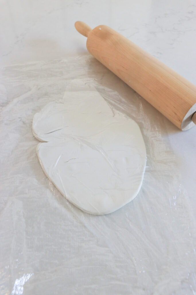 make this, chambray coastal clay coasters. roll out your clay.