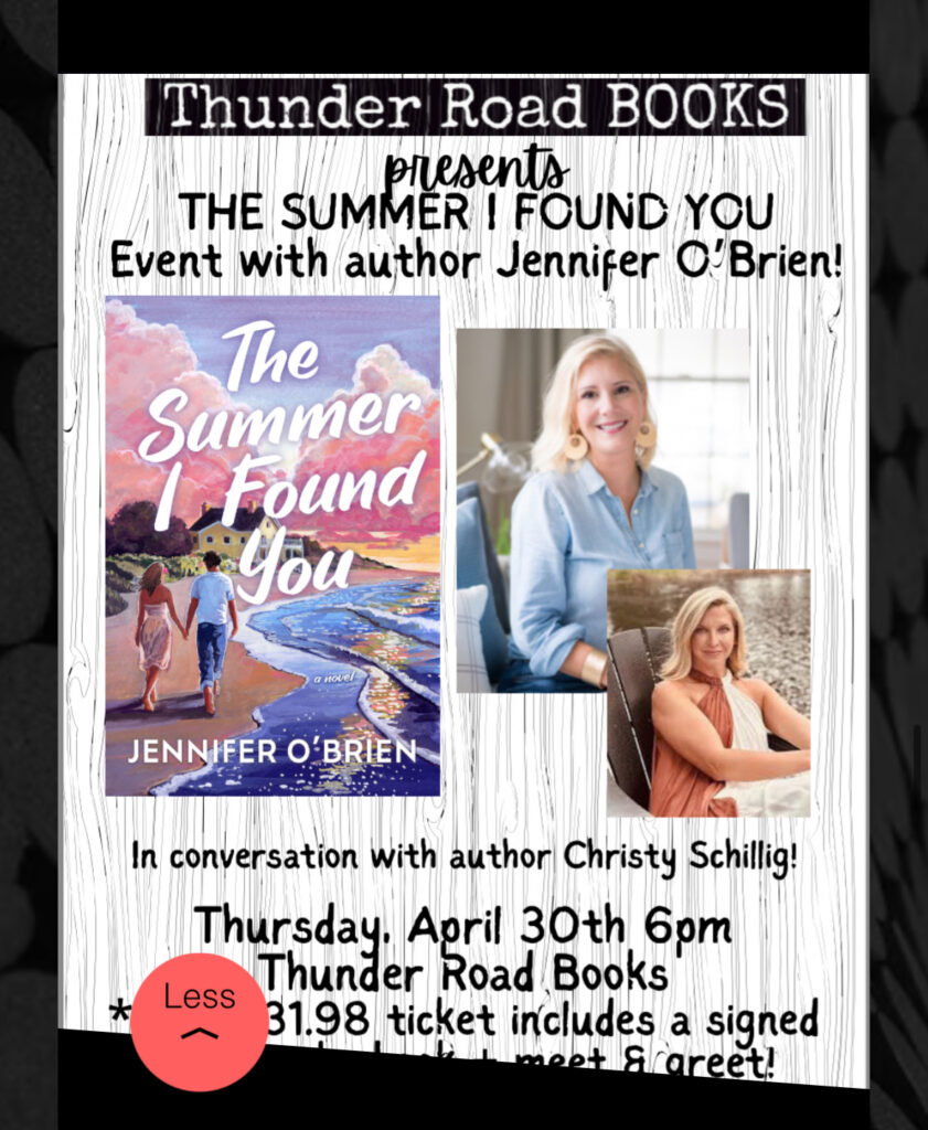The Summer I Found You Author chat at Thunder Road books in Spring Lake NJ