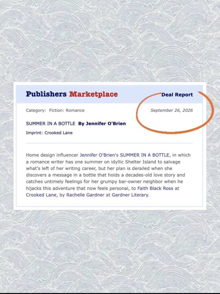 Book News! I sold my second book. Summer in a Bottle will be out March 2027